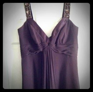 DAVID'S BRIDAL DARK CHOCOLATE CREPE' DRESS SZ. 6